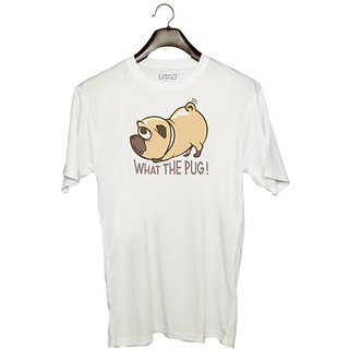                       UDNAG Unisex Round Neck Graphic 'Pug | What the pug !' Polyester T-Shirt White                                              