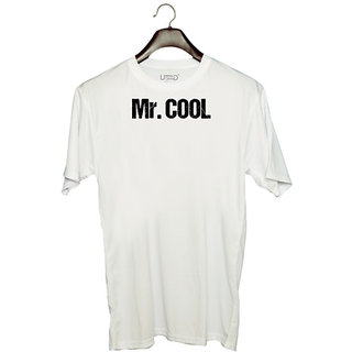                       UDNAG Unisex Round Neck Graphic 'Cool | Mr. Cool' Polyester T-Shirt White                                              