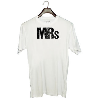                       UDNAG Unisex Round Neck Graphic 'Mrs' Polyester T-Shirt White                                              