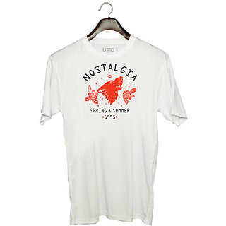                       UDNAG Unisex Round Neck Graphic 'Nostalgia, spring and summer' Polyester T-Shirt White                                              