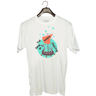                       UDNAG Unisex Round Neck Graphic 'Pirates | The Crew of Drunken pirates' Polyester T-Shirt White                                              