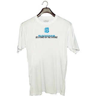                       UDNAG Unisex Round Neck Graphic 'Blockchain | Be a part of Future' Polyester T-Shirt White                                              