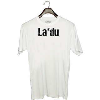                       UDNAG Unisex Round Neck Graphic 'Word | La*du' Polyester T-Shirt White                                              