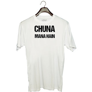                       UDNAG Unisex Round Neck Graphic 'Chuna Mana Hai' Polyester T-Shirt White                                              