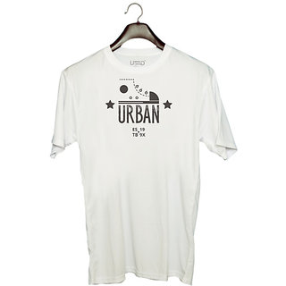                       UDNAG Unisex Round Neck Graphic 'Urban' Polyester T-Shirt White                                              