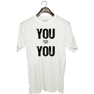                       UDNAG Unisex Round Neck Graphic 'You vs You' Polyester T-Shirt White                                              