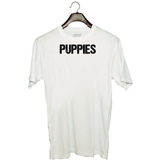                       UDNAG Unisex Round Neck Graphic 'Puppies' Polyester T-Shirt White                                              