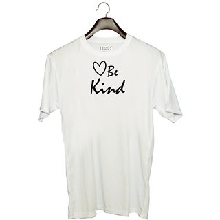                       UDNAG Unisex Round Neck Graphic 'Heart | Heart be Kind' Polyester T-Shirt White                                              