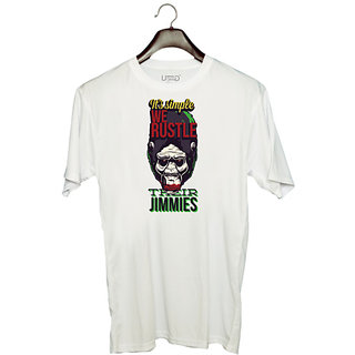                       UDNAG Unisex Round Neck Graphic 'Its simple we rustle their jimmies' Polyester T-Shirt White                                              