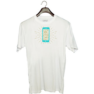                       UDNAG Unisex Round Neck Graphic 'Mobile and quotes' Polyester T-Shirt White                                              