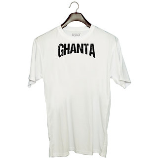                       UDNAG Unisex Round Neck Graphic 'Ghanta' Polyester T-Shirt White                                              