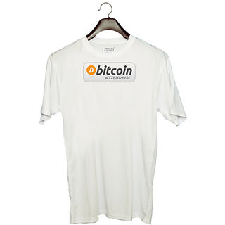                       UDNAG Unisex Round Neck Graphic 'Crycryptocurrency | Bitcoin accepted here' Polyester T-Shirt White                                              