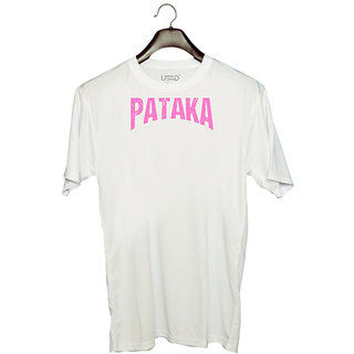                       UDNAG Unisex Round Neck Graphic 'pataka' Polyester T-Shirt White                                              