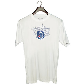                       UDNAG Unisex Round Neck Graphic 'London | British Bulldog' Polyester T-Shirt White                                              