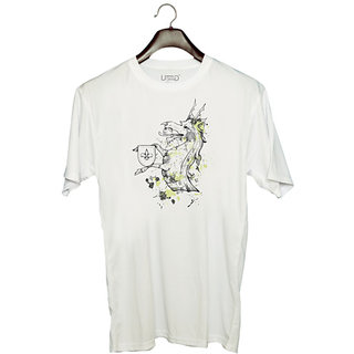                       UDNAG Unisex Round Neck Graphic 'Logo | Dragon' Polyester T-Shirt White                                              