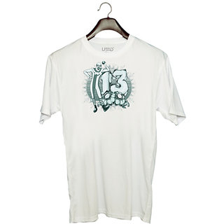                       UDNAG Unisex Round Neck Graphic 'Joker and 13 flower' Polyester T-Shirt White                                              