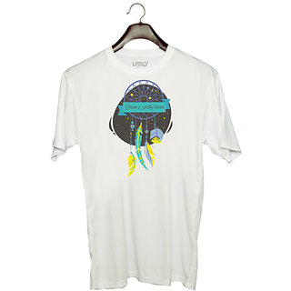                       UDNAG Unisex Round Neck Graphic 'Dream Catcher | Dream a pretty dream' Polyester T-Shirt White                                              
