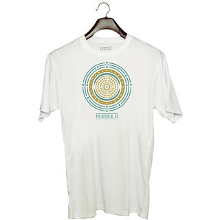                       UDNAG Unisex Round Neck Graphic 'Mandala | The life is never ending journey' Polyester T-Shirt White                                              