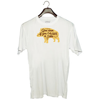                       UDNAG Unisex Round Neck Graphic 'Phrase | Give even if you have a little' Polyester T-Shirt White                                              