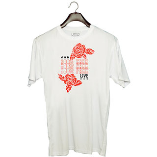                       UDNAG Unisex Round Neck Graphic 'Flower | Rose 100% free' Polyester T-Shirt White                                              