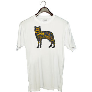                       UDNAG Unisex Round Neck Graphic 'Lord  The lord will make you the head not the tail' Polyester T-Shirt White                                              