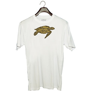                       UDNAG Unisex Round Neck Graphic 'Peace  Peace come from within don't it without seek' Polyester T-Shirt White                                              