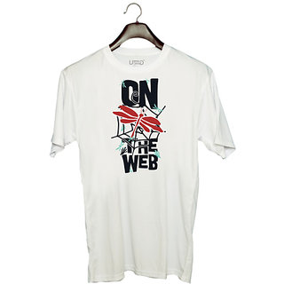                       UDNAG Unisex Round Neck Graphic 'Dragonfly | Dragonfly On the web' Polyester T-Shirt White                                              