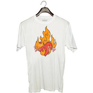                       UDNAG Unisex Round Neck Graphic 'Hot Girl gang' Polyester T-Shirt White                                              