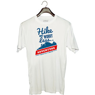                       UDNAG Unisex Round Neck Graphic 'Mountain Climbing' Polyester T-Shirt White                                              