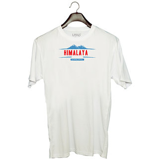                       UDNAG Unisex Round Neck Graphic 'Himalaya Mountain' Polyester T-Shirt White                                              