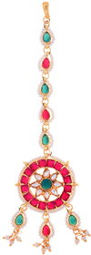 Om jewels Gold Plated Traditional Designe Maangtikka Wedding Jewellery For Women Girl