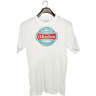                       UDNAG Unisex Round Neck Graphic 'Adventure' Polyester T-Shirt White                                              
