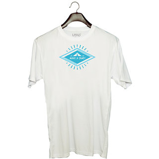                       UDNAG Unisex Round Neck Graphic 'Make a camp' Polyester T-Shirt White                                              