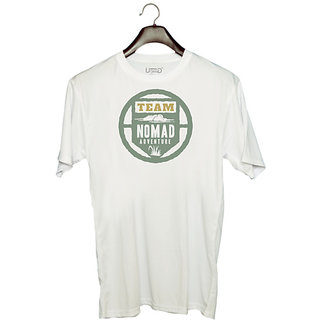                       UDNAG Unisex Round Neck Graphic 'Team NOMAD adventure' Polyester T-Shirt White                                              