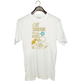                       UDNAG Unisex Round Neck Graphic 'All sunshine make desert' Polyester T-Shirt White                                              