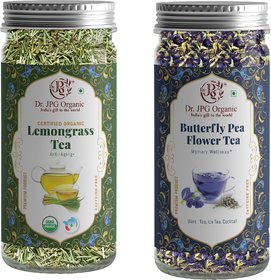 Dr. JPG Organic Butterfly Pea Flower Tea(15g)  Lemongrass Tea (25g)  INDIA ORGANIC Certified  ISO Certified