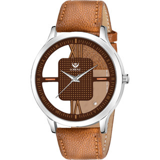 Lorenz Brown Leather Strap  Transparent Stylish Dial Analogue Watch for Men  3094K