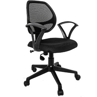                       Augastra A01 Mesh Mid-Back Revolving Chair (Black)                                              
