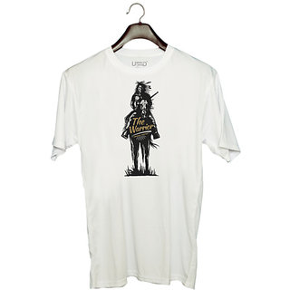                       UDNAG Unisex Round Neck Graphic 'Wild wild west | Wild west the warrior original hunter' Polyester T-Shirt White                                              
