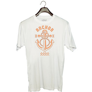                       UDNAG Unisex Round Neck Graphic 'Anchor' Polyester T-Shirt White                                              