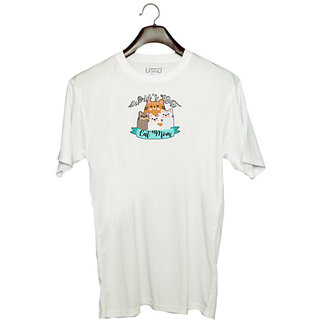                       UDNAG Unisex Round Neck Graphic 'Mom | Worlds Best cat mom' Polyester T-Shirt White                                              