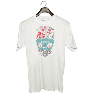                       UDNAG Unisex Round Neck Graphic 'Not only for music | Radio, Rose, Music, Pen, Pencil' Polyester T-Shirt White                                              