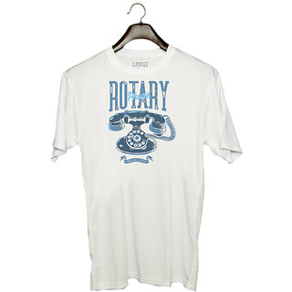                       UDNAG Unisex Round Neck Graphic 'Rotary phone | Vintage Style' Polyester T-Shirt White                                              