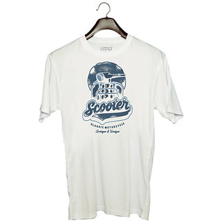                       UDNAG Unisex Round Neck Graphic 'Scooter | classic motorcycle' Polyester T-Shirt White                                              