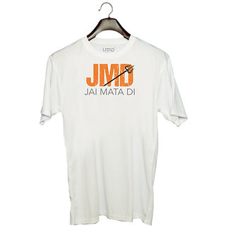                       UDNAG Unisex Round Neck Graphic 'Navratri | JMD Jay Mata Di' Polyester T-Shirt White                                              