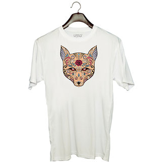                       UDNAG Unisex Round Neck Graphic 'Illustration | Fox Head illustration' Polyester T-Shirt White                                              