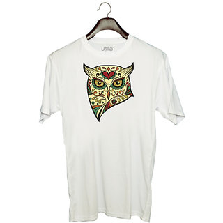                       UDNAG Unisex Round Neck Graphic 'Illustration | Owl illustration' Polyester T-Shirt White                                              