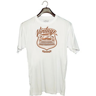                      UDNAG Unisex Round Neck Graphic 'Vintage Car | Vintage Car forever' Polyester T-Shirt White                                              