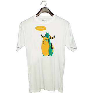                       UDNAG Unisex Round Neck Graphic 'Cartoon | No More Cookees' Polyester T-Shirt White                                              