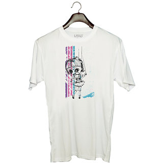                       UDNAG Unisex Round Neck Graphic 'Death | Doll' Polyester T-Shirt White                                              
